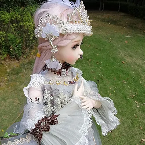 24" Full Set BJD Doll   Handmade Makeup 24 inch 60cm EVA BJD Lady   Glass Eyes   Accessories Wigs Clothes Shoes (03)