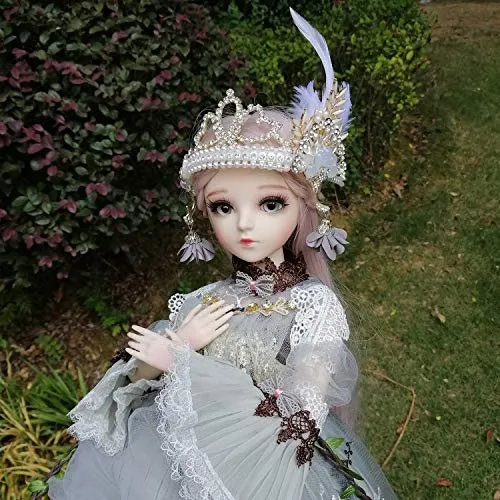 24" Full Set BJD Doll   Handmade Makeup 24 inch 60cm EVA BJD Lady   Glass Eyes   Accessories Wigs Clothes Shoes (03)