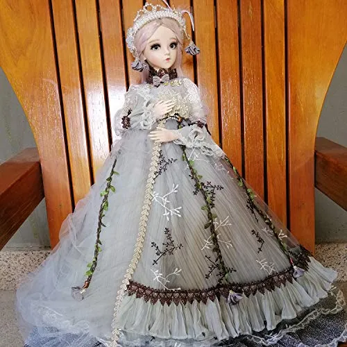 24" Full Set BJD Doll   Handmade Makeup 24 inch 60cm EVA BJD Lady   Glass Eyes   Accessories Wigs Clothes Shoes (03)