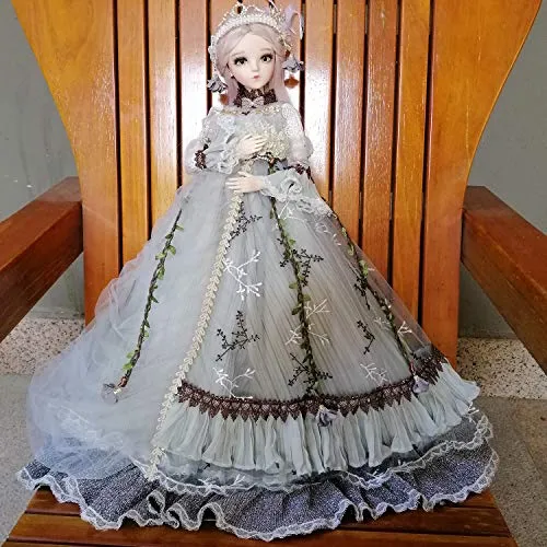 24" Full Set BJD Doll   Handmade Makeup 24 inch 60cm EVA BJD Lady   Glass Eyes   Accessories Wigs Clothes Shoes (03)