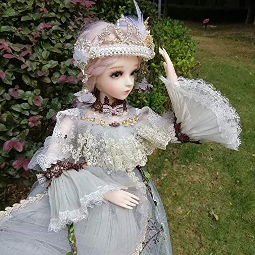 24" Full Set BJD Doll   Handmade Makeup 24 inch 60cm EVA BJD Lady   Glass Eyes   Accessories Wigs Clothes Shoes (03)
