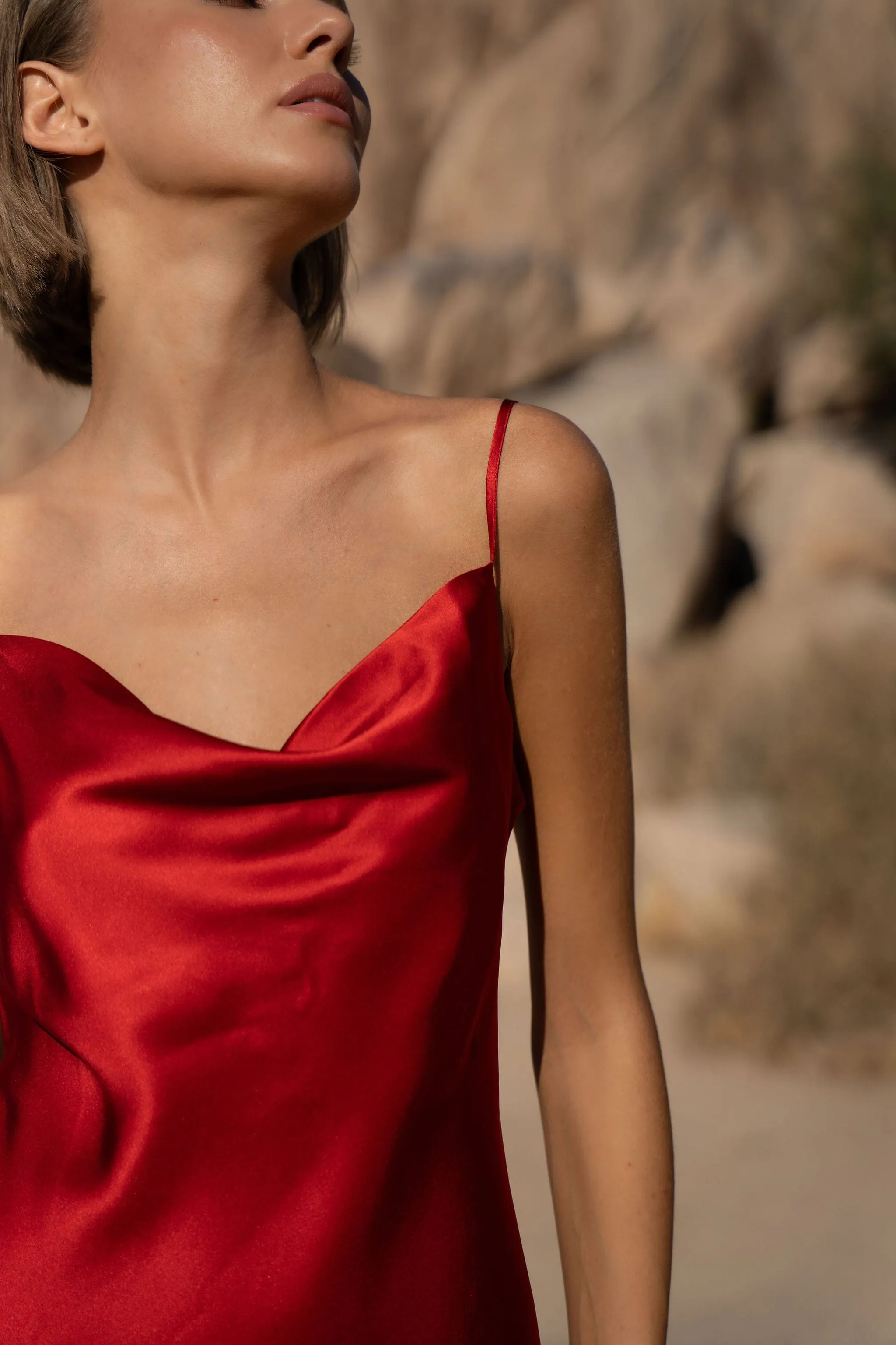 60s Silk Cowl Mini Slip Dress - Charmeuse Silk