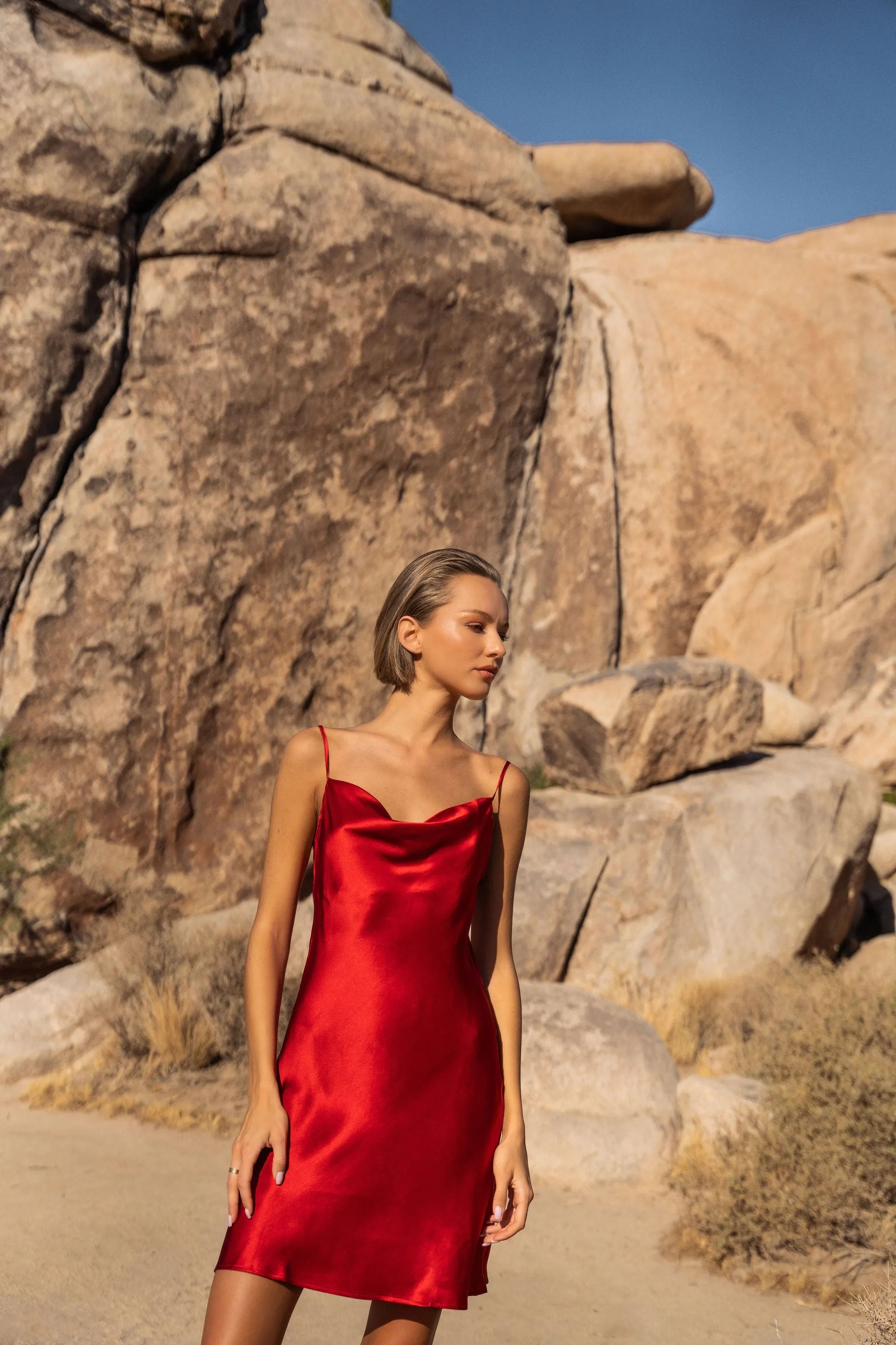 60s Silk Cowl Mini Slip Dress - Charmeuse Silk