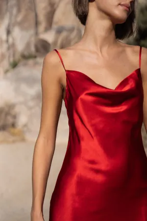 60s Silk Cowl Mini Slip Dress - Charmeuse Silk