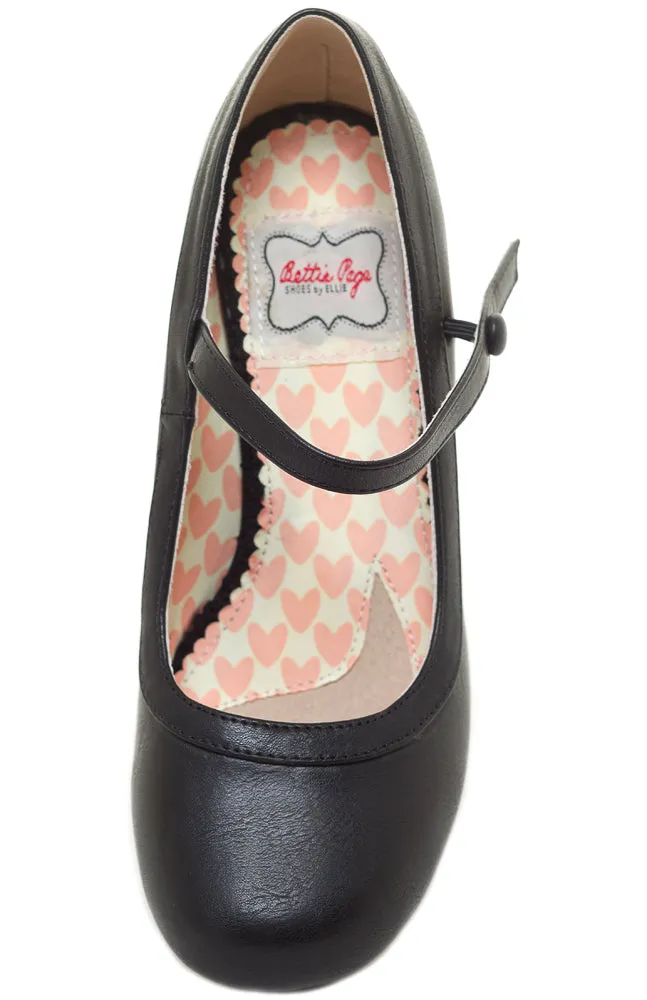 BETTIE PAGE BETTIE RETRO MARY JANE HEELS BLK