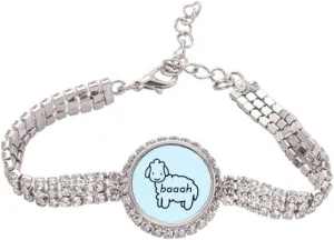 Bleating Lovely Sheep Goat Tennis Chain Anklet Bracelet Diamond Jewelry