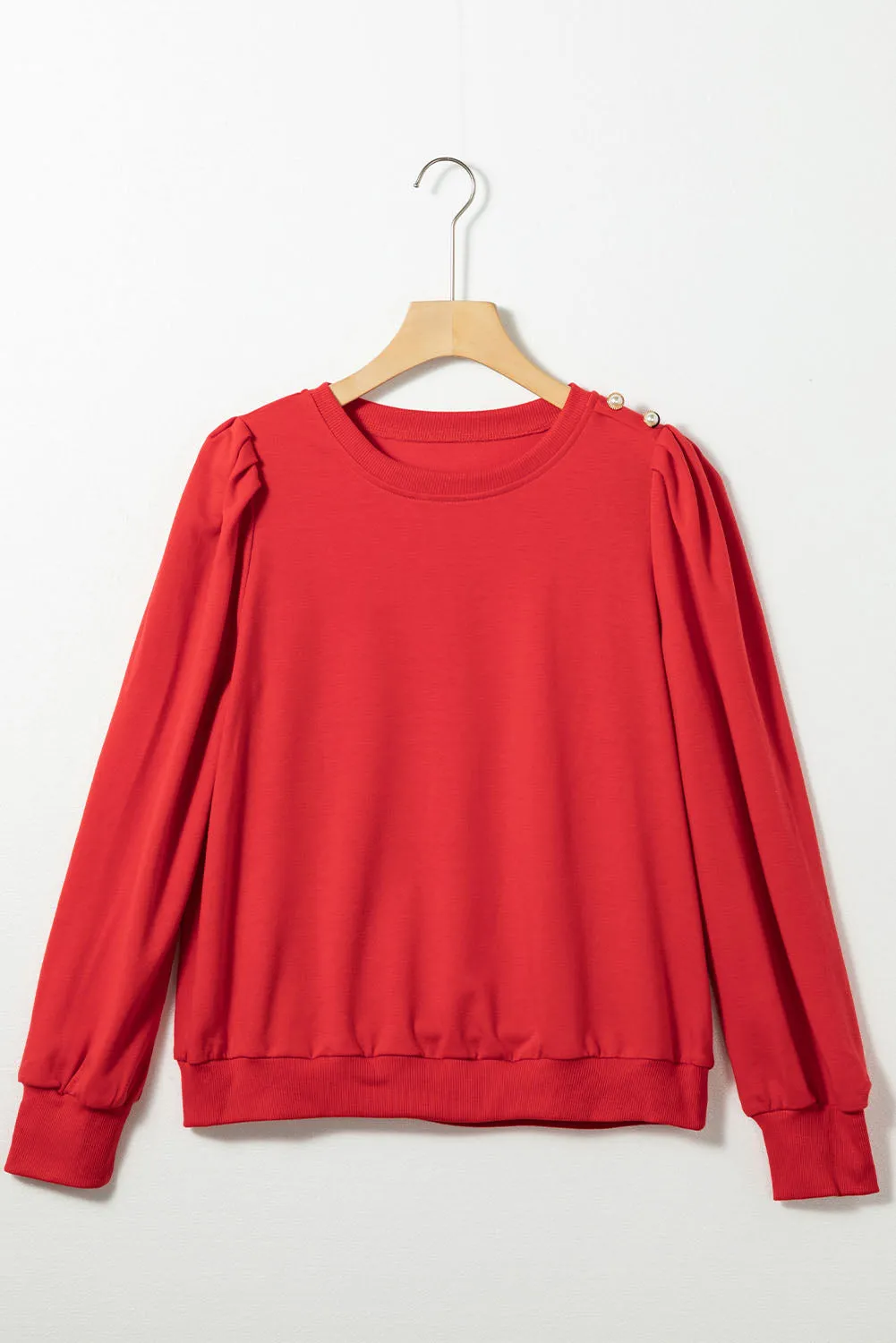 Button Shoulder Long Sleeve Top