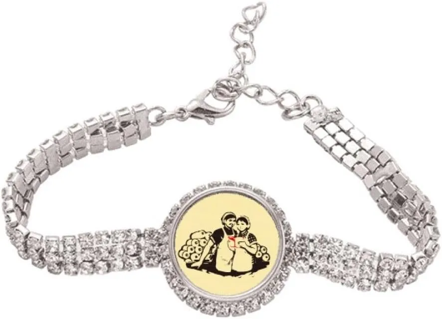 China Red Educational Promotional Textile Tennis Chain Anklet Bracelet Diamond Jewelry
