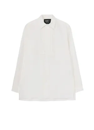 COTTON TWILL FRONT PLEATED DETAIL SHIRT