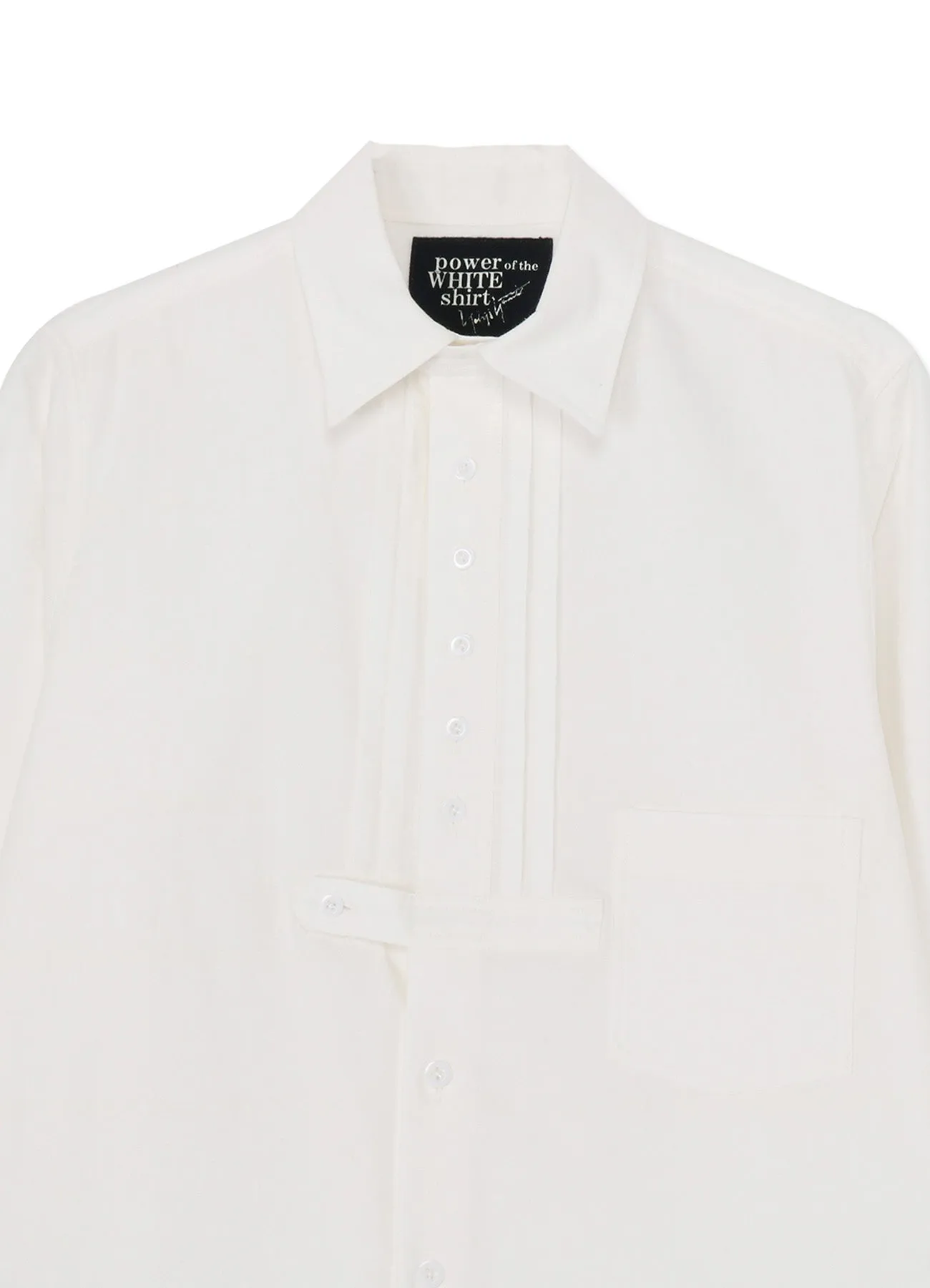 COTTON TWILL FRONT PLEATED DETAIL SHIRT