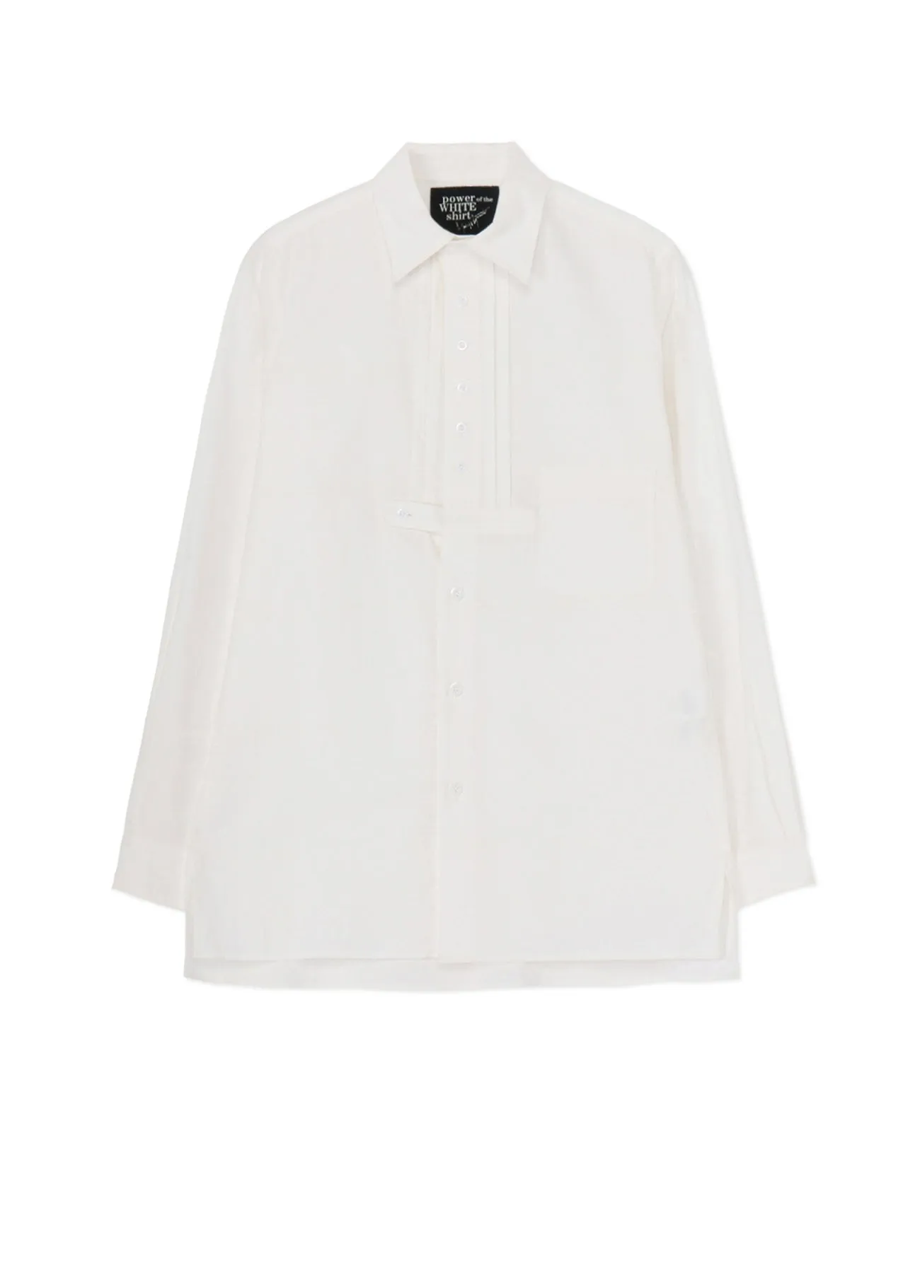 COTTON TWILL FRONT PLEATED DETAIL SHIRT