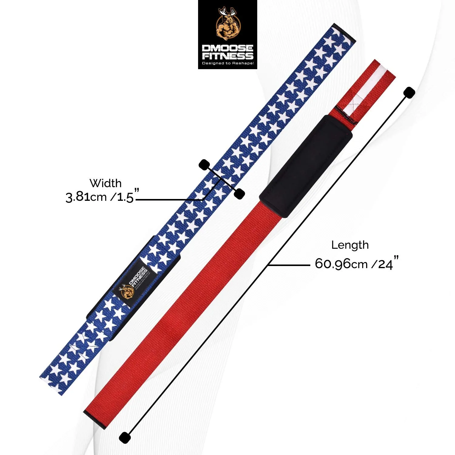 DMoose Fitness Lifting Straps for Weightlifting, Crossfit, or Powerlifting with Soft Neoprene Padded Wrist Support for Max Grip Strength, Deadlifts and Barbell Stability
