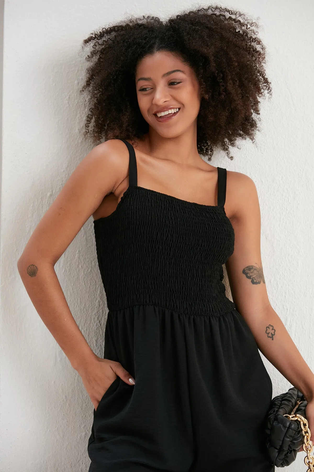 Effortless Wide Leg Cami Jumpsuit in Classic Black