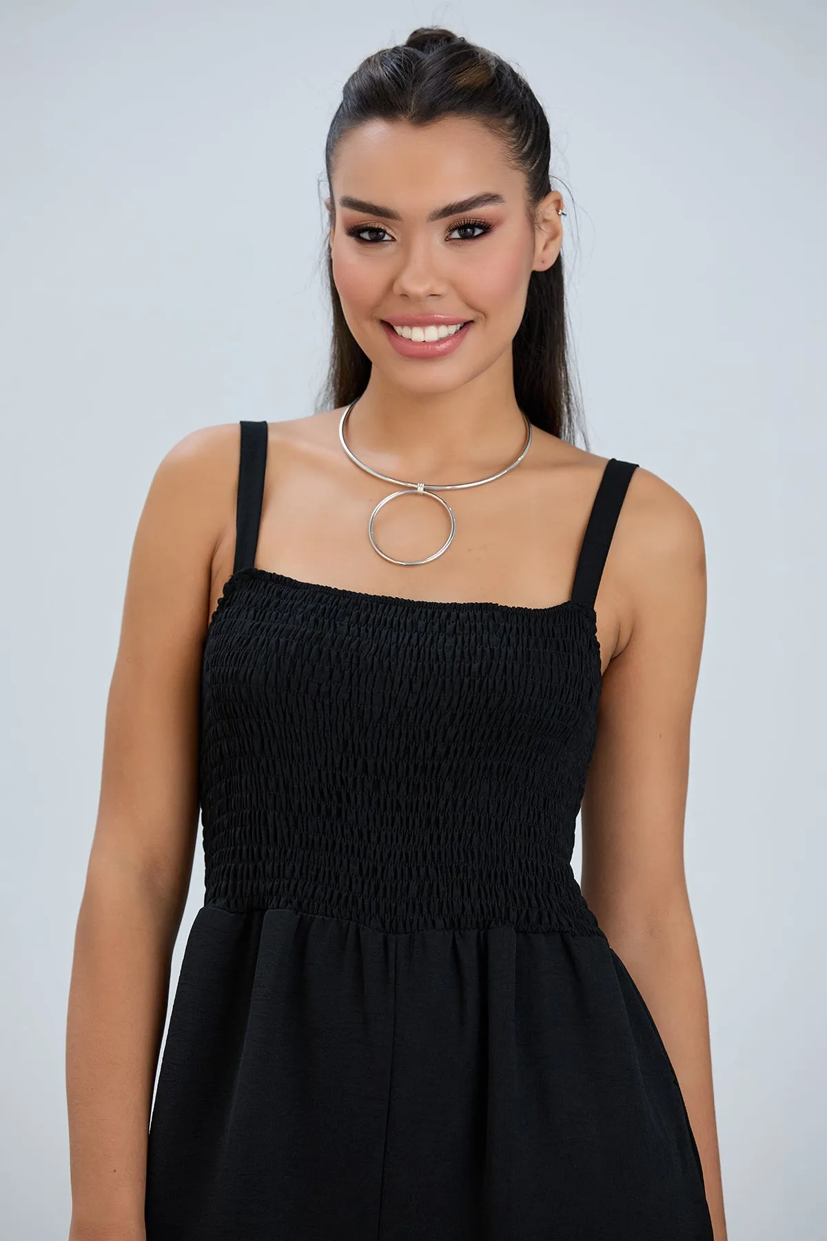 Effortless Wide Leg Cami Jumpsuit in Classic Black