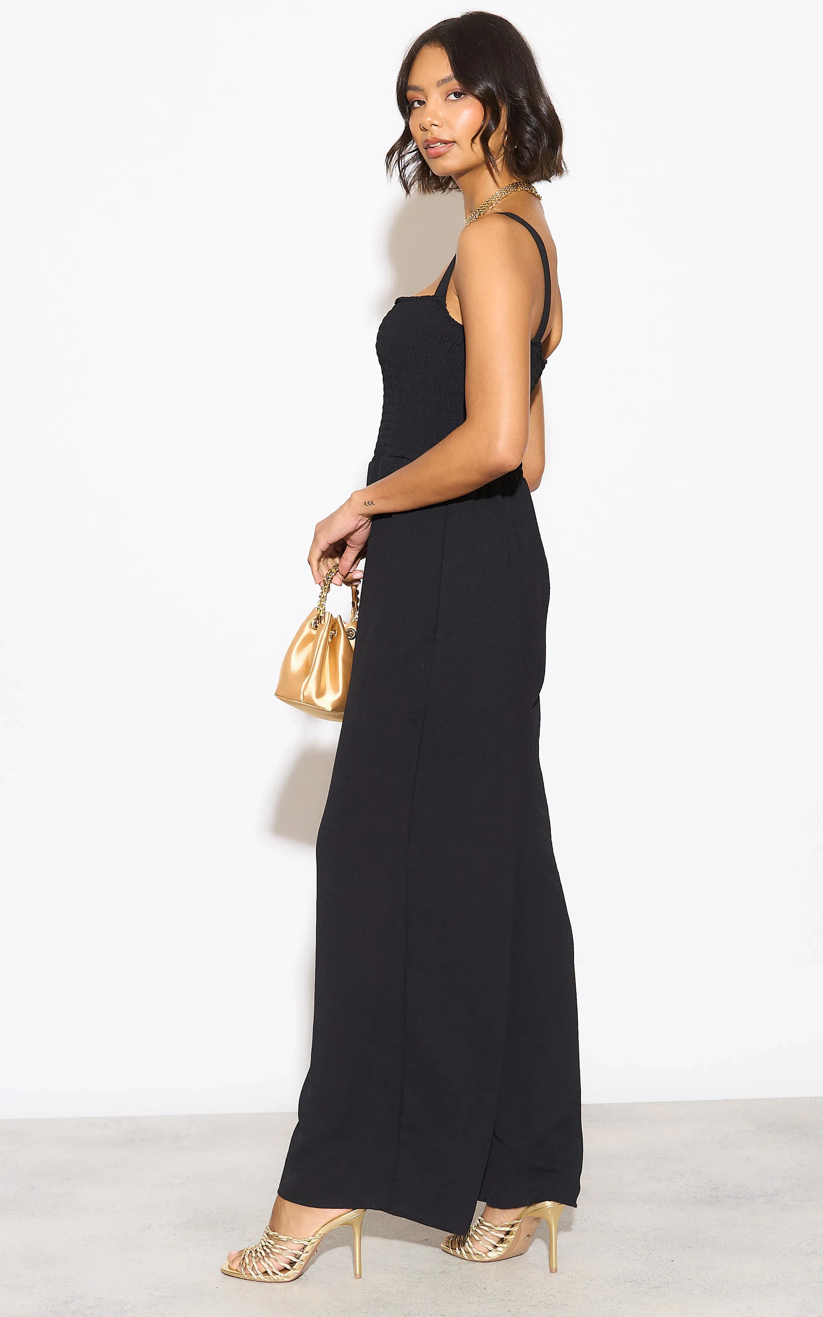 Effortless Wide Leg Cami Jumpsuit in Classic Black