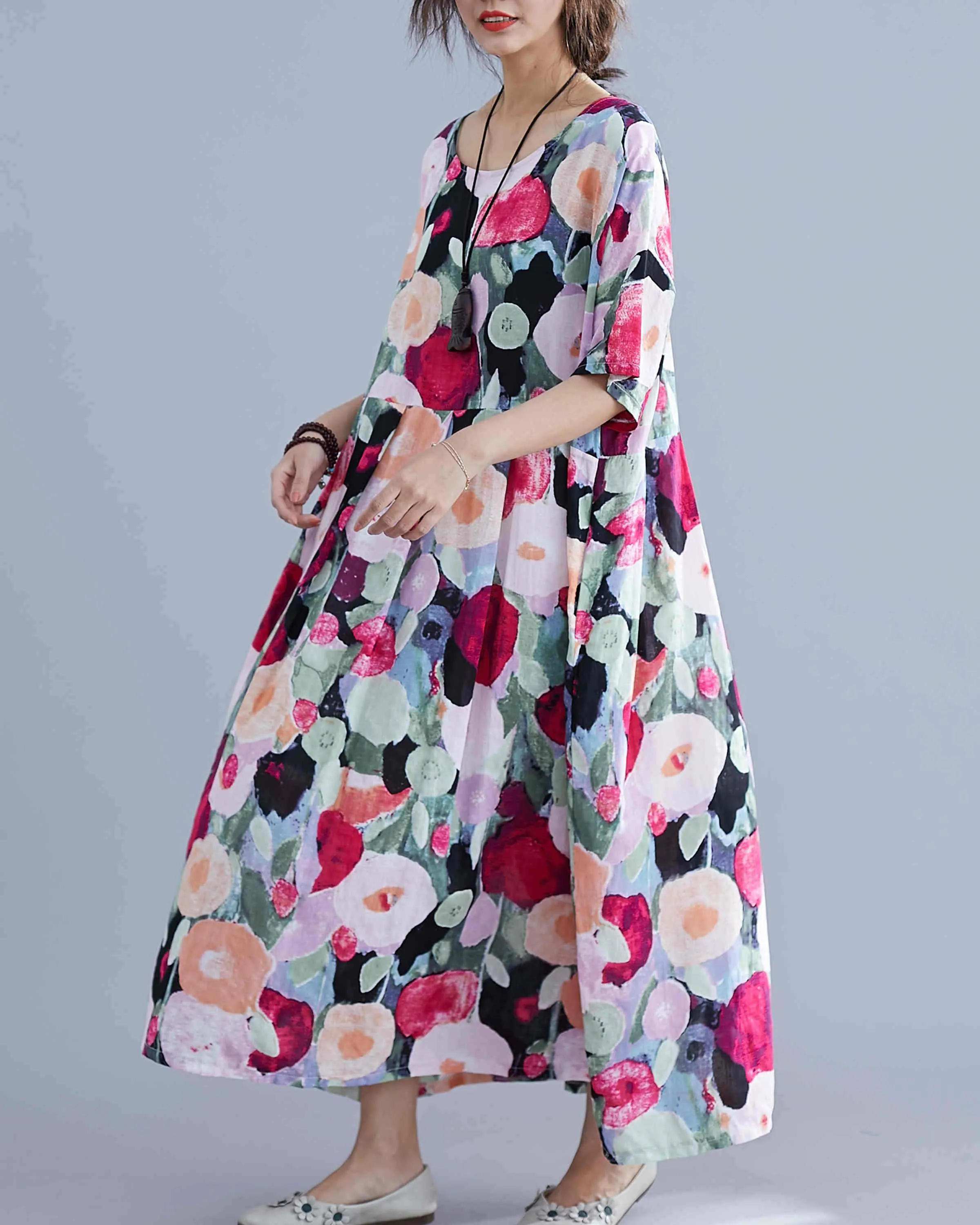 ellazhu Crewneck Midi Dresses GA2267