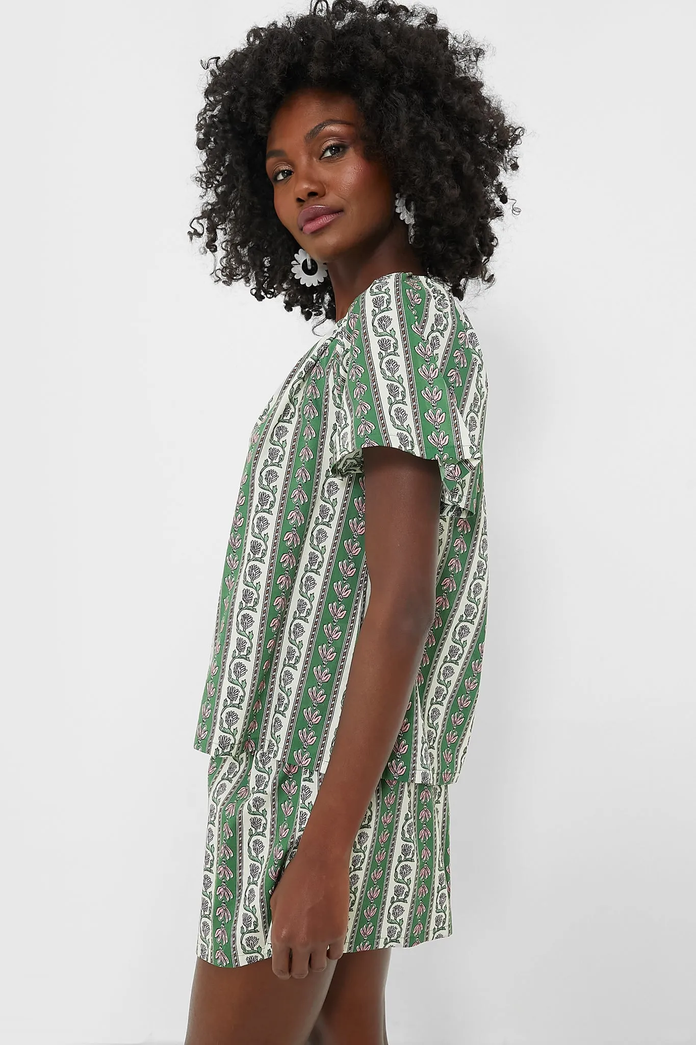 Fern and Floral Stripe Elena Top
