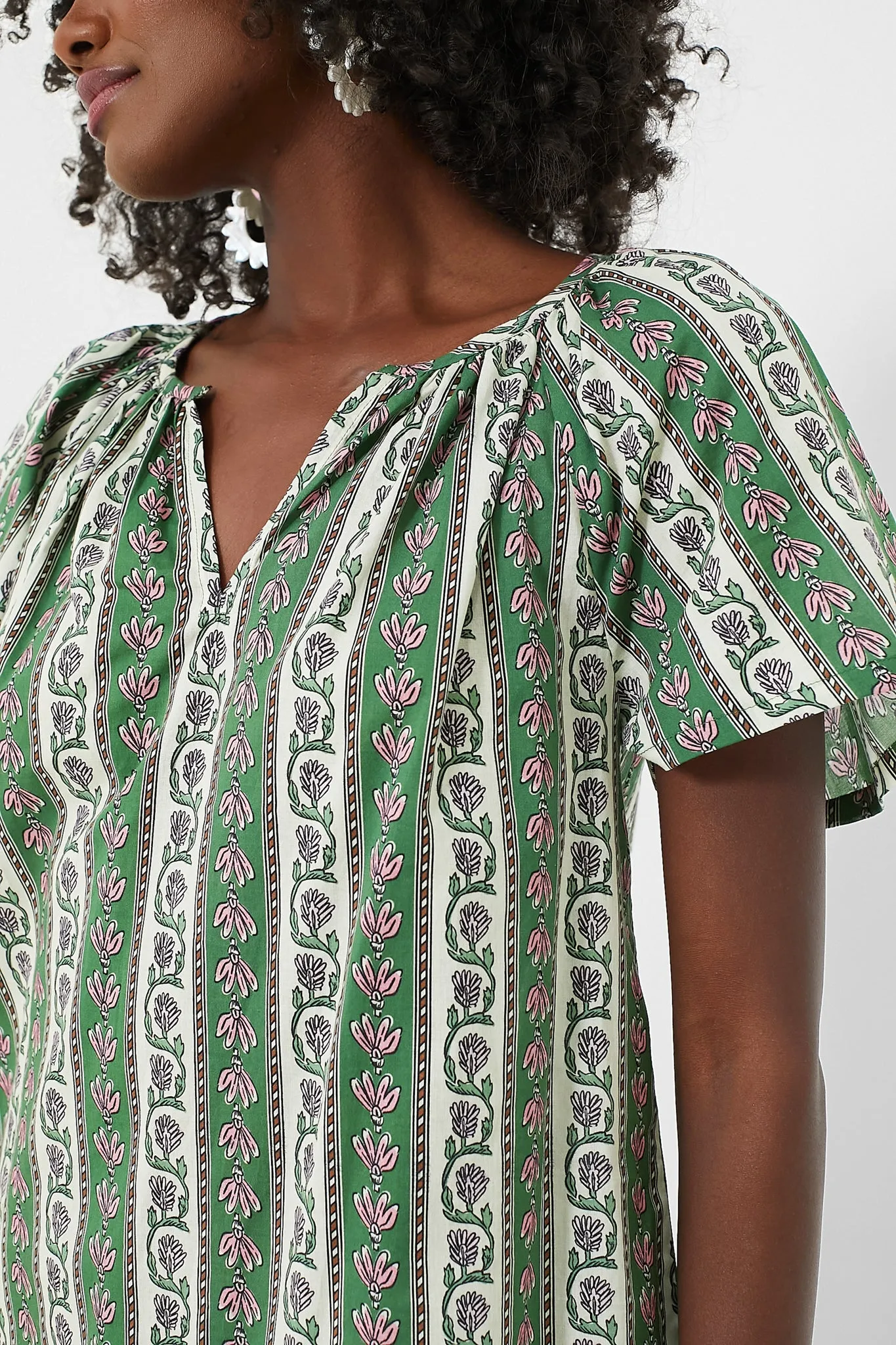 Fern and Floral Stripe Elena Top