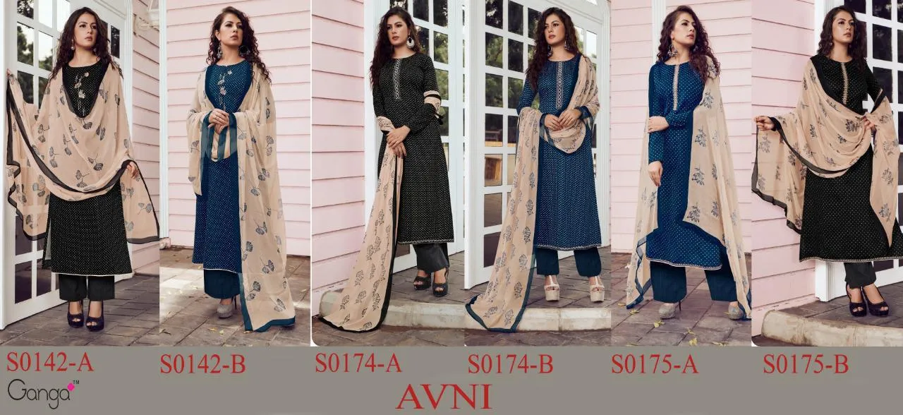 Ganga Presents Avni Cotton Embroidery Work Casual Wear Sawlar Suits