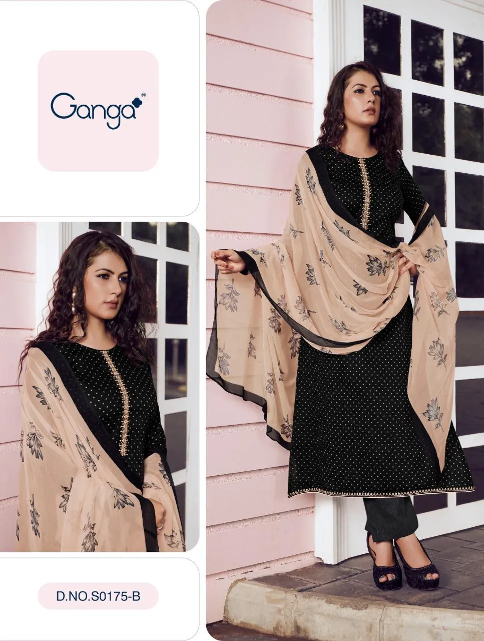 Ganga Presents Avni Cotton Embroidery Work Casual Wear Sawlar Suits