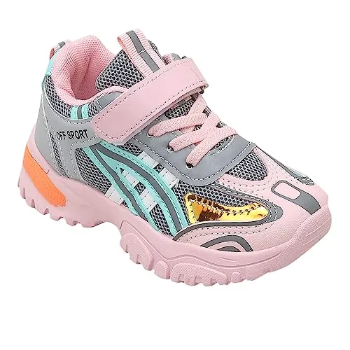 Hopscotch Girls Padded Text Print Athletic Shoes in Pink Color, UK:10 (KRD-4397886)