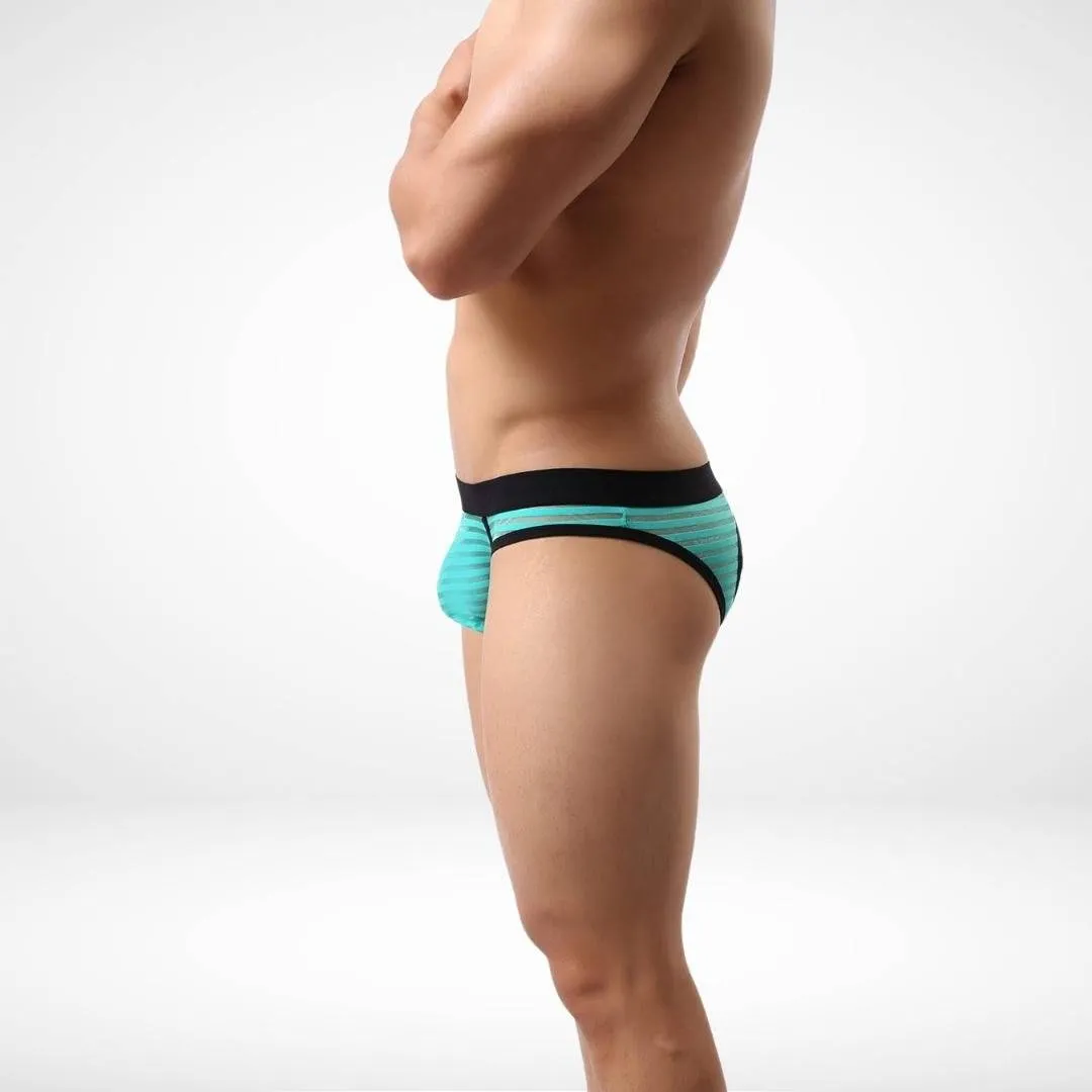 Horizontal Stripe Transparent Open Back Briefs