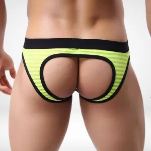 Horizontal Stripe Transparent Open Back Briefs