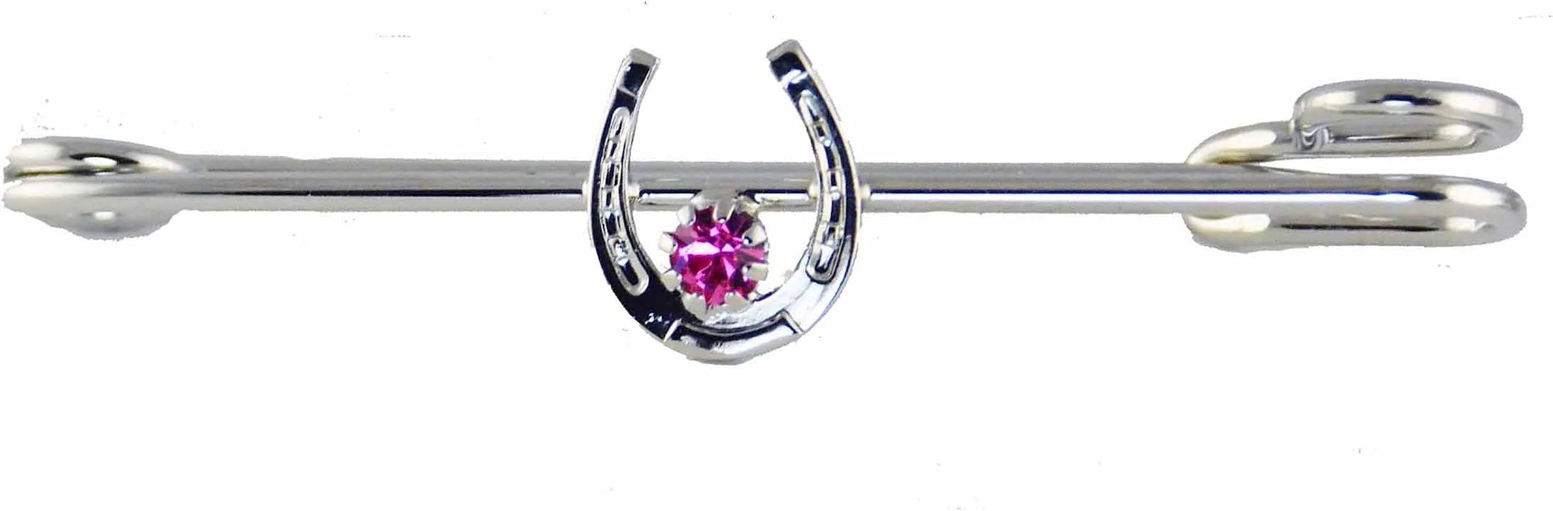 Horseshoe with Rose Crystal Stone Stock Pin