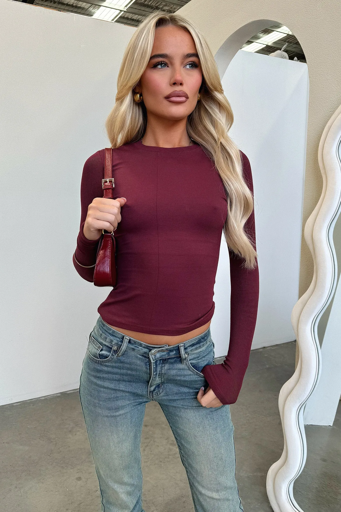 Jaylee Long Sleeve Tee - Wine