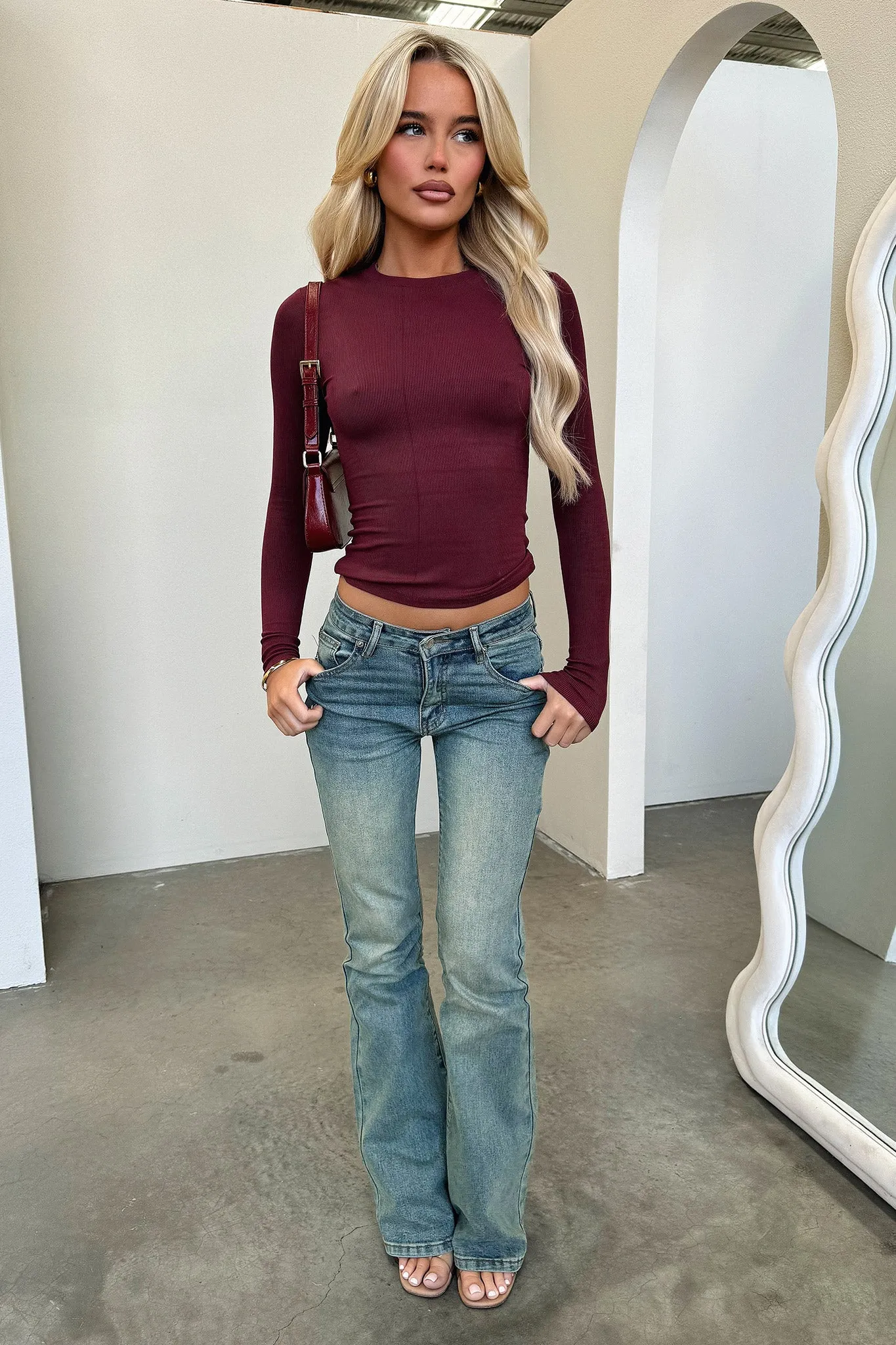 Jaylee Long Sleeve Tee - Wine