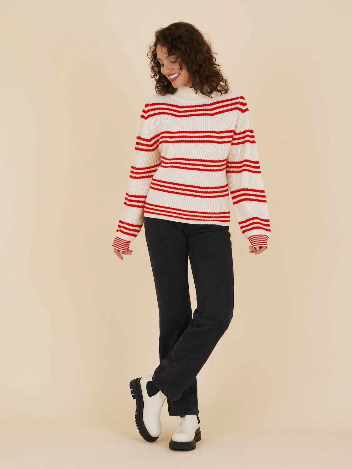 Koko Cream Stripe Cashmere Jumper