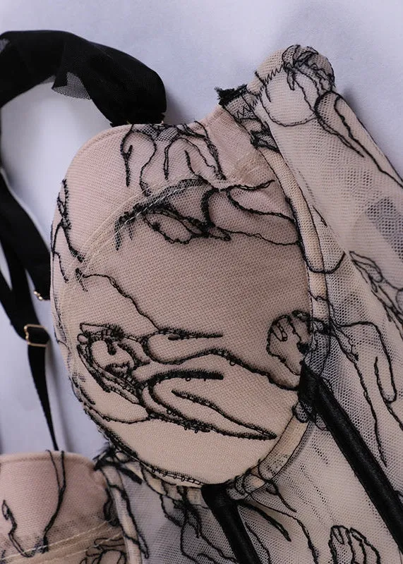Mesh Embroidered Bustier Top