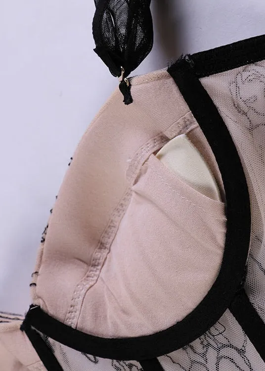 Mesh Embroidered Bustier Top