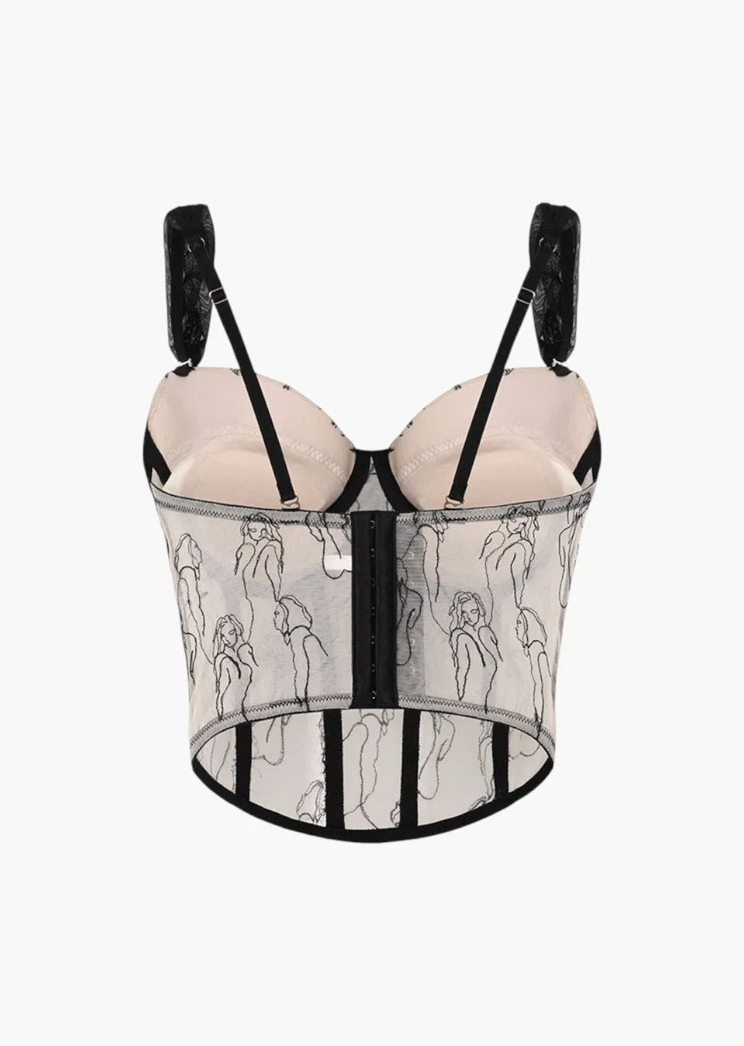 Mesh Embroidered Bustier Top