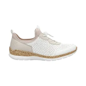 RIEKER CORK SOLE PERFED SNEAKER WHITE MULTI - WOMENS