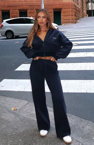 Straight Forward Wide Leg Sweatpants Navy