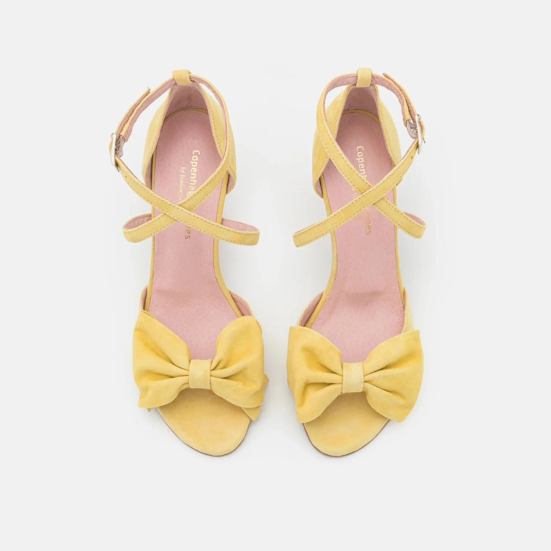 Suede Stiletto Sandal with Bow - Yellow