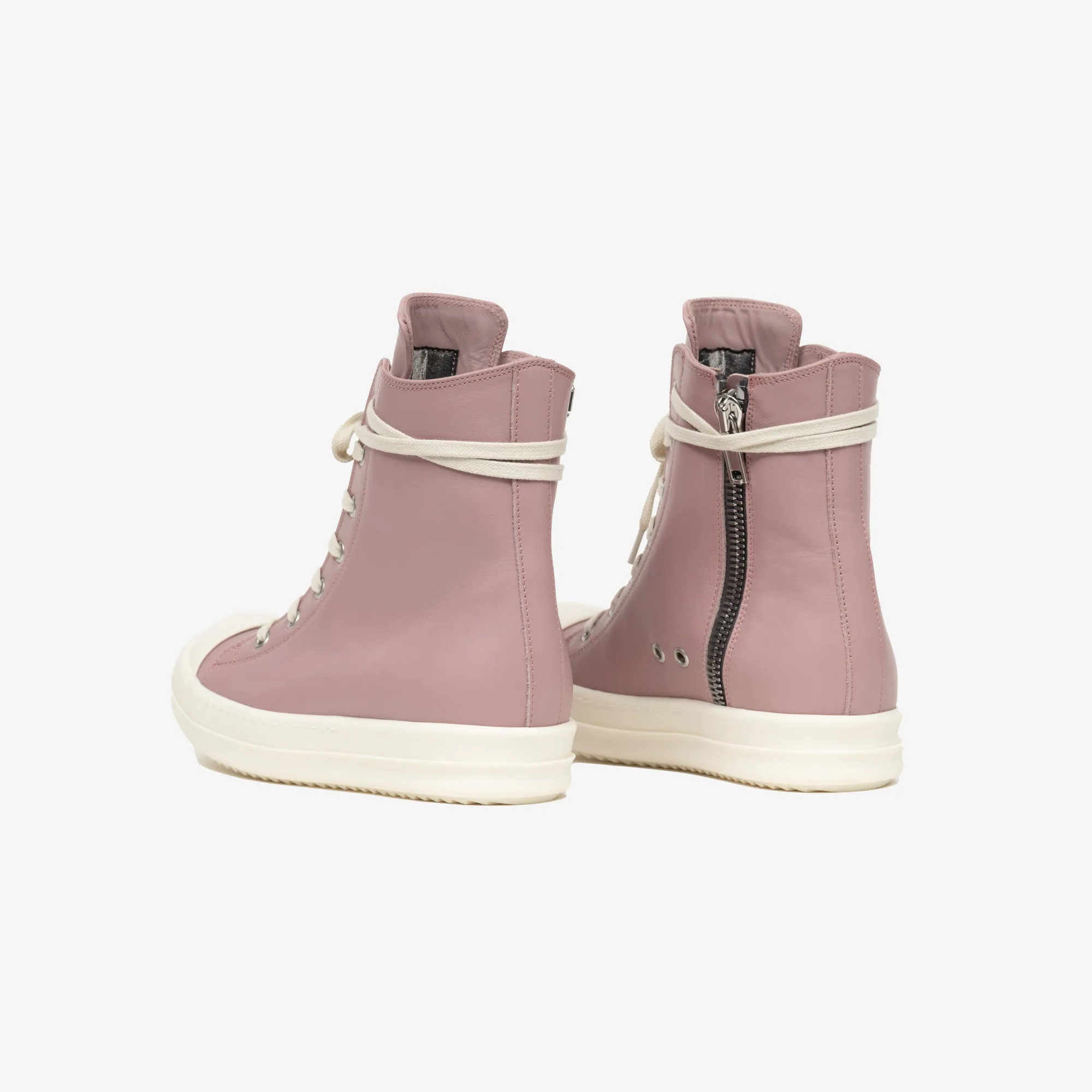 Womens Dusty Pink High-Top Leather Sneakers