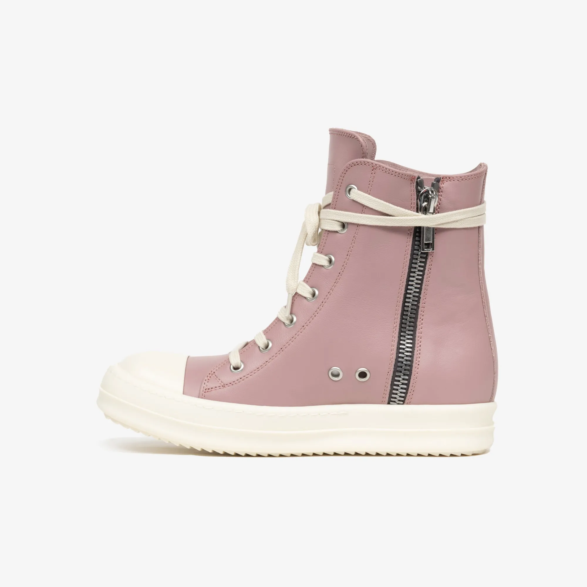 Womens Dusty Pink High-Top Leather Sneakers