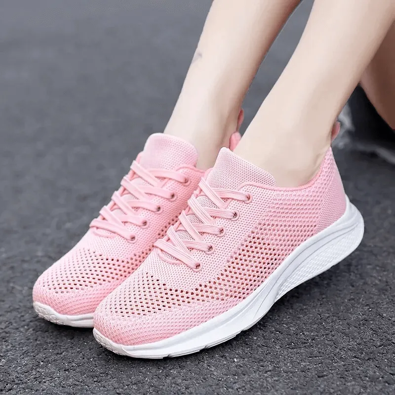 Women's Lace-up Mesh Breathable Walking Tennis Shoes - SF1710
