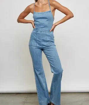You Belong Denim Bell Bottom Jumpsuit